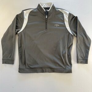 Callaway Men's Quarter Zip 1/4 Zip Sweater Pullover Gray Fleece, Size XXL